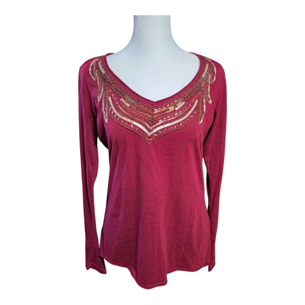 Panhandle Slim Red Blouse with Gold Accents